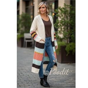 POLAGRAM open front boho vibes long cardigan M L